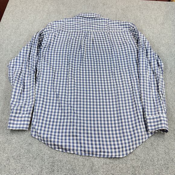 Peter Millar Long Sleeve Shirt Mens Size L Blue White Check Plaid Button Down - Picture 8 of 9